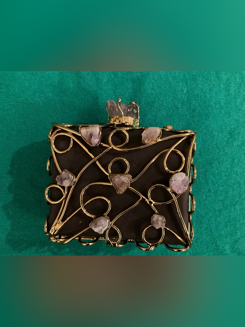 Ramla Aura Evening Clutch with Amethyst Stone Accents $425